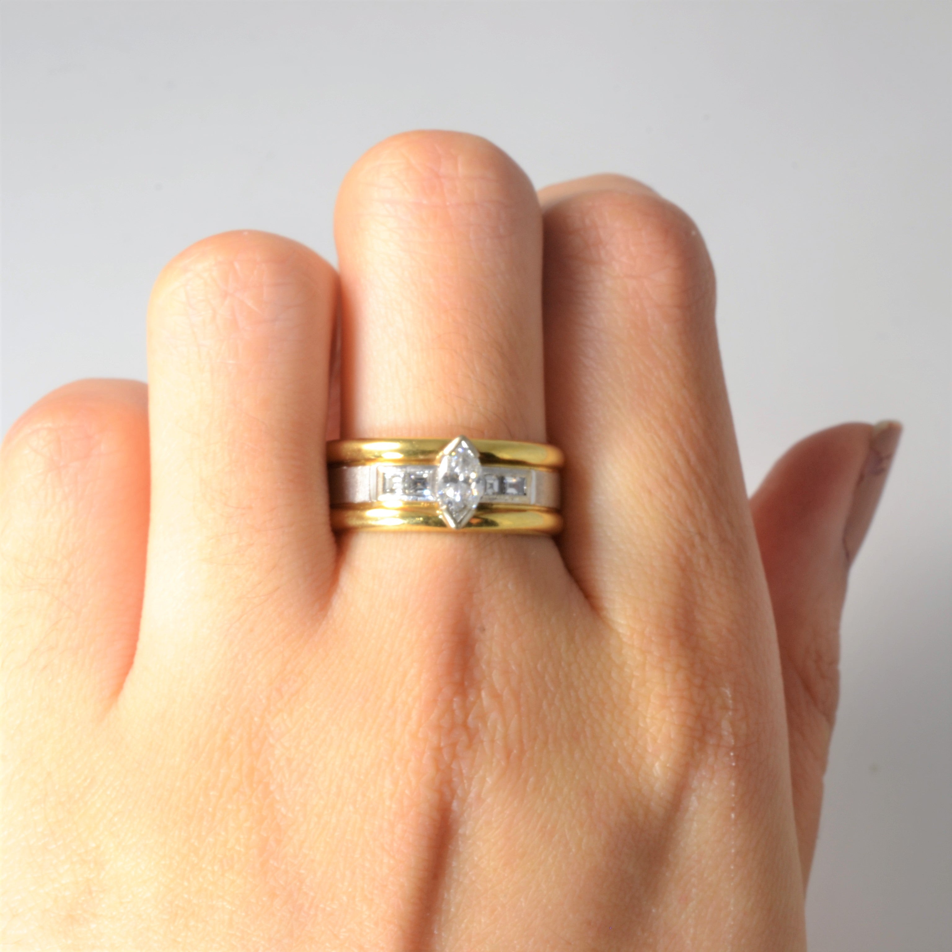 Two Tone Marquise Diamond Ring | 0.69ctw | SZ 8.25 |