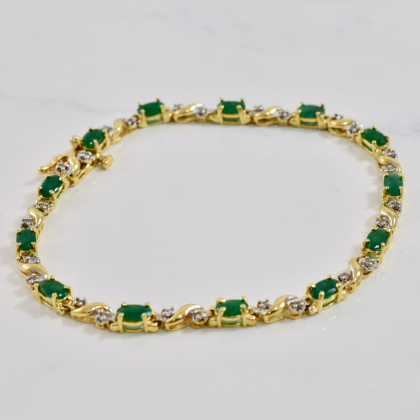 Emerald and Diamond Bracelet | 0.26 ctw SZ 7.5
