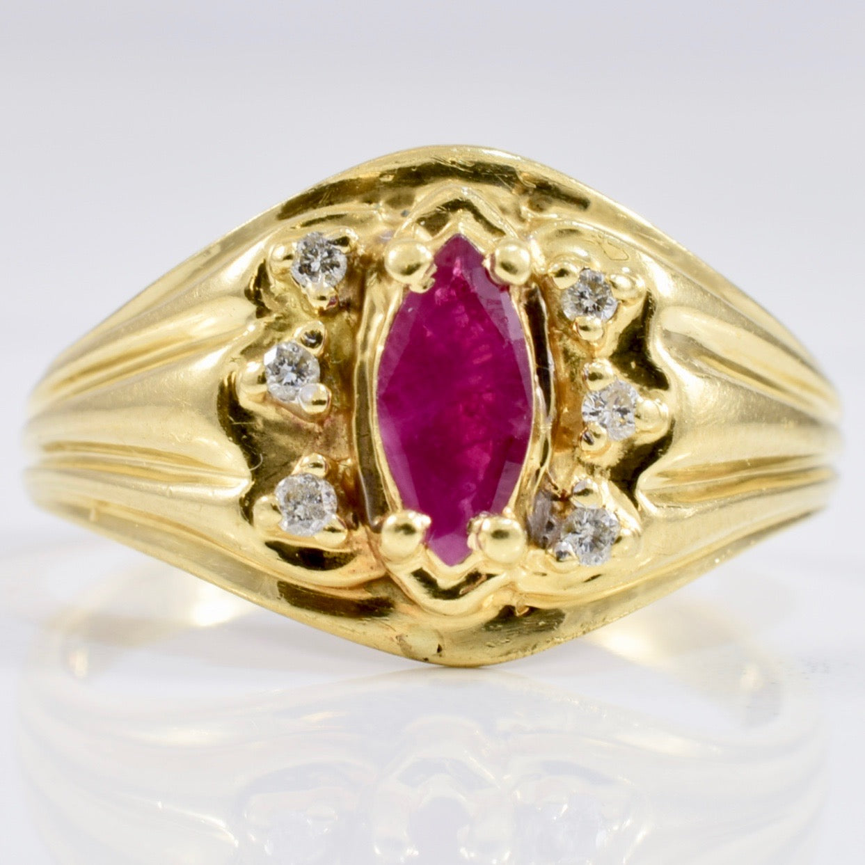 Ruby and Diamond Accent Ring | 0.05 ctw SZ 6.75 |