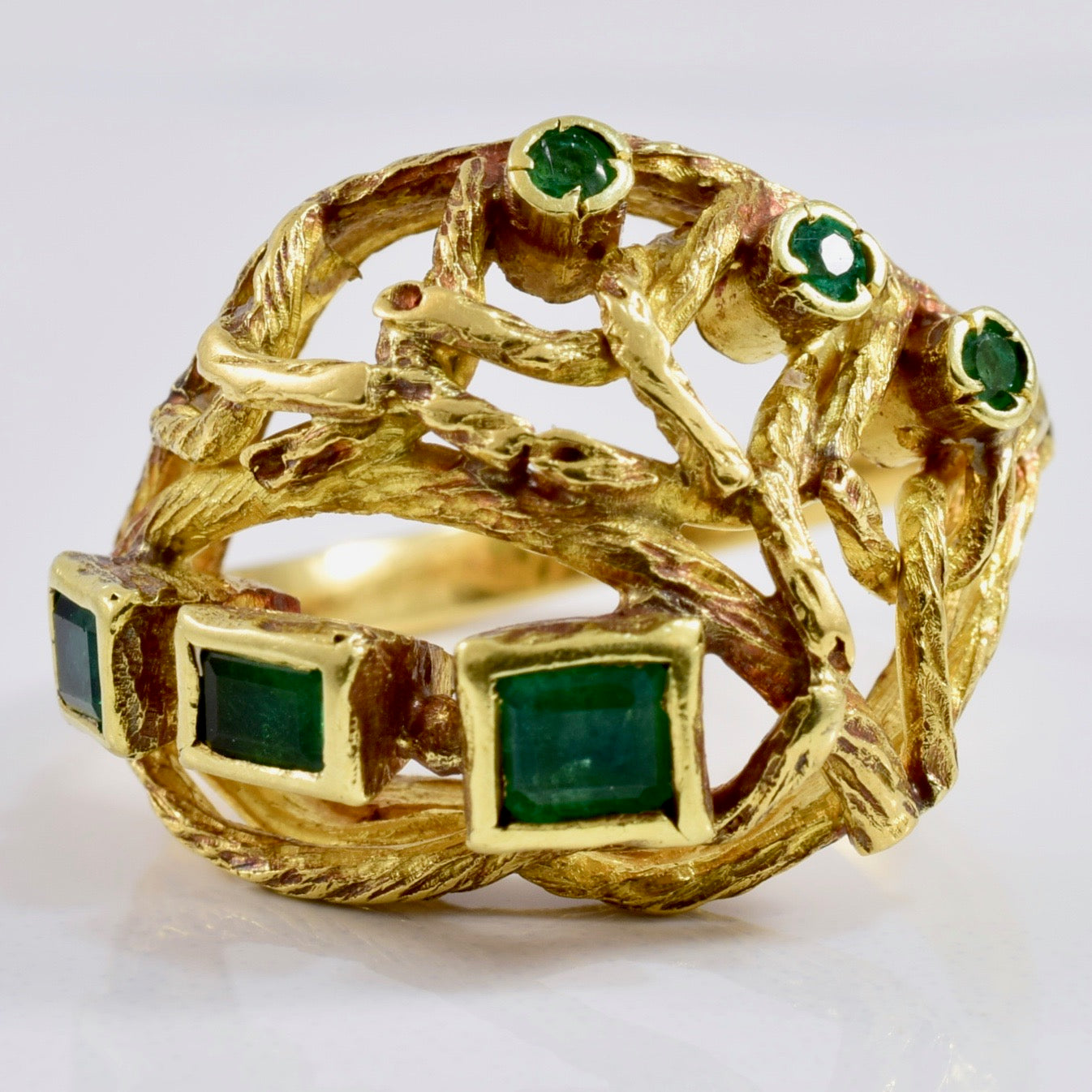 Gold and Emerald Ring | 0.45 ctw SZ 5.5 |