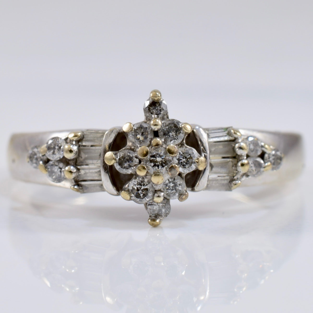 Diamond Cluster with Accent Baguette Diamonds | 0.30 ctw SZ 5.25 |