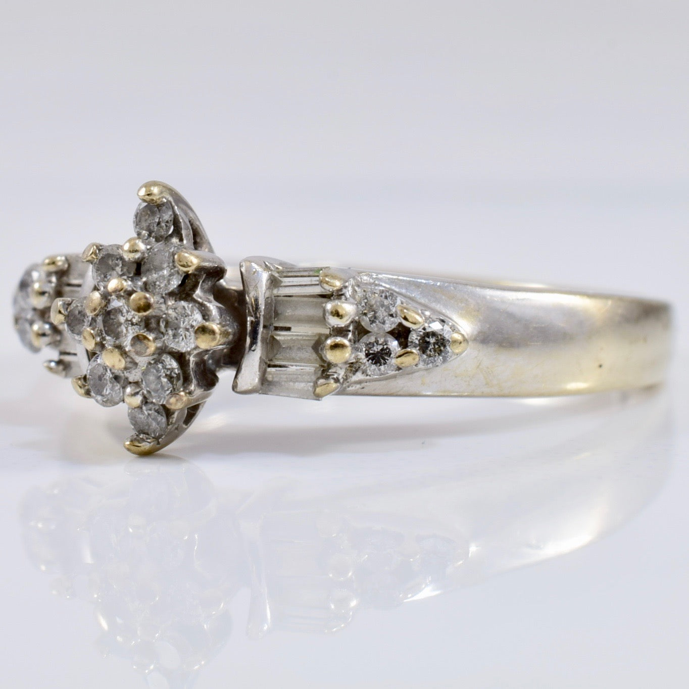 Diamond Cluster with Accent Baguette Diamonds | 0.30 ctw SZ 5.25 |