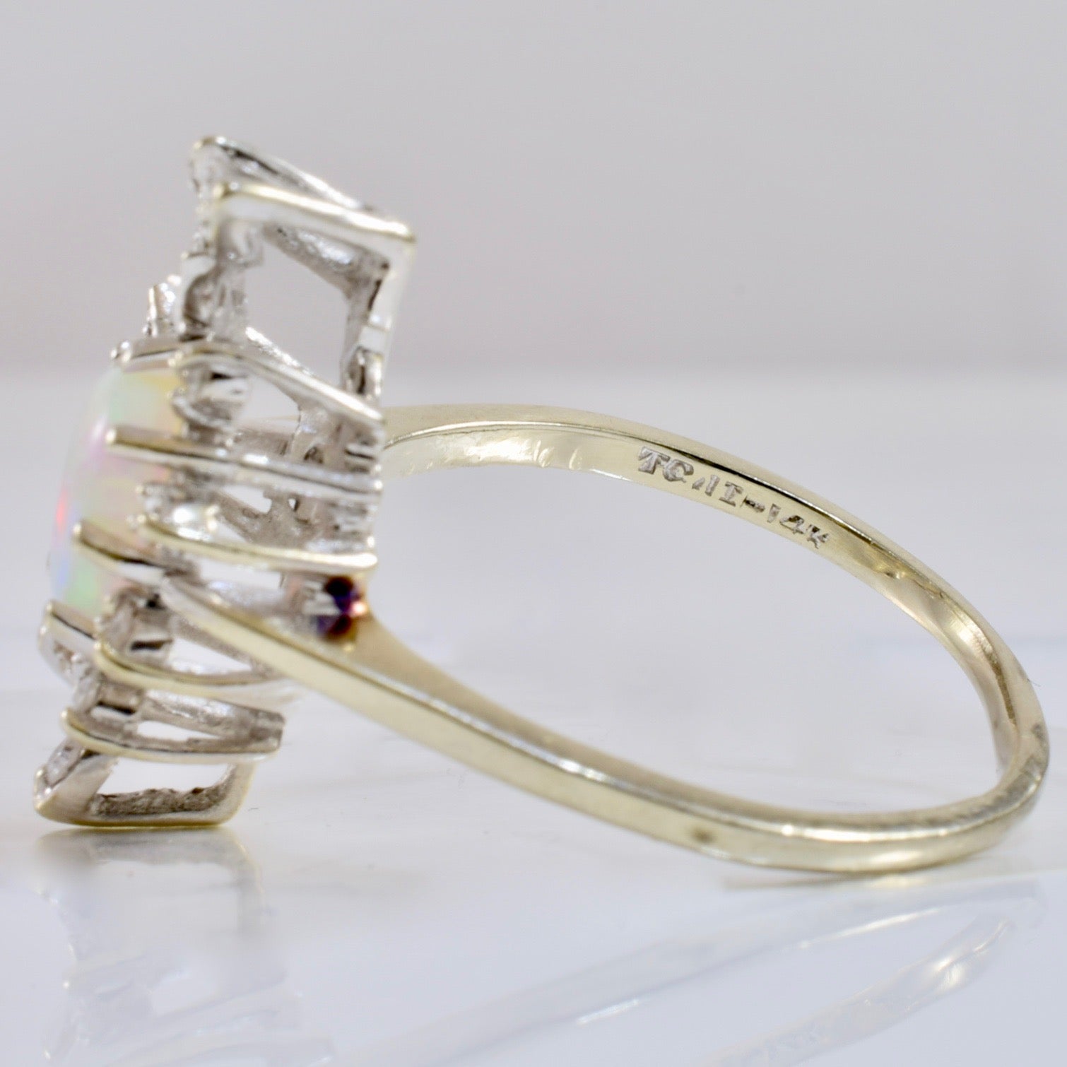 High Set Opal and Diamond Ring | 0.18 ctw SZ 10.25 |