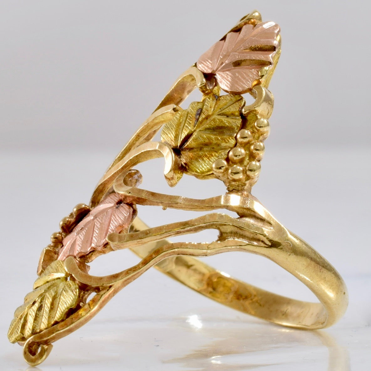 Multi Coloured Gold Leaf Ring | SZ 7 |