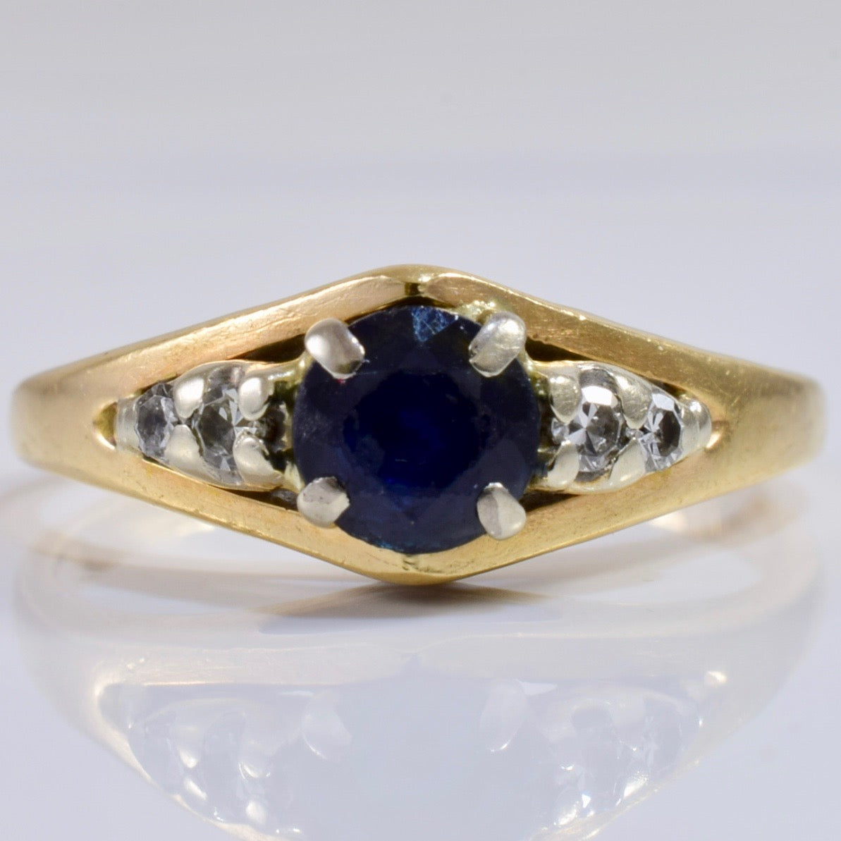 Sapphire and Diamond Accent Ring | 0.07 ctw SZ 4 |