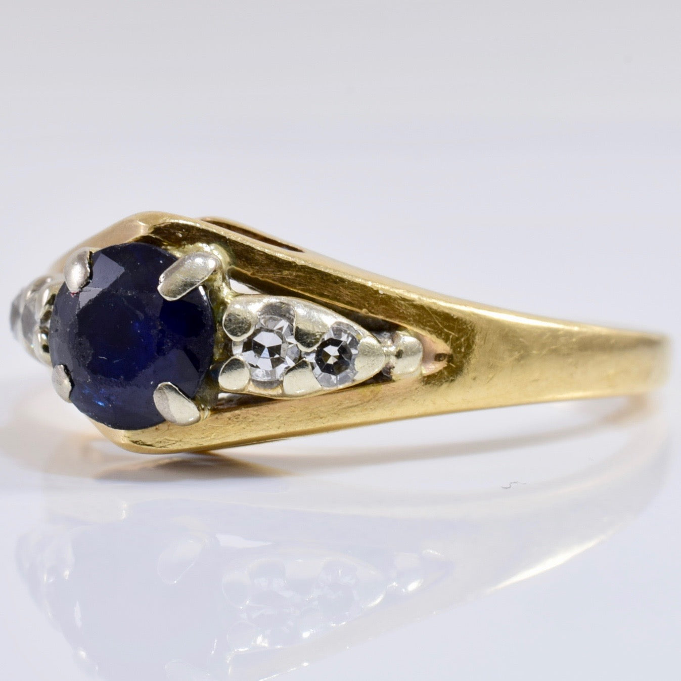Sapphire and Diamond Accent Ring | 0.07 ctw SZ 4 |