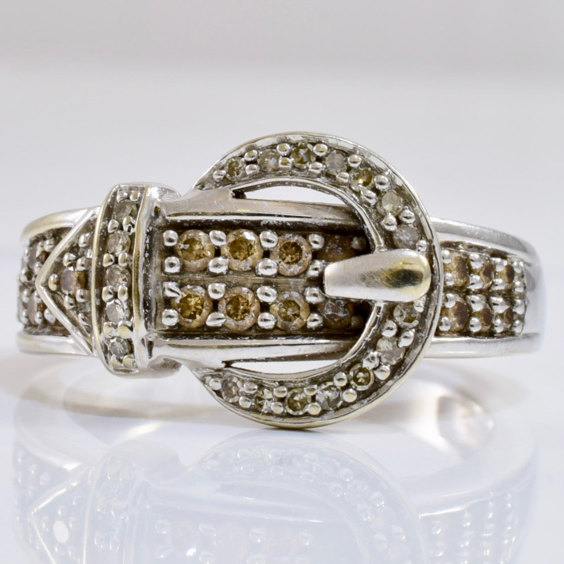 Belt Buckle Ring with Chocolate Coloured Diamonds | 0.21ctw | SZ 7.5 |