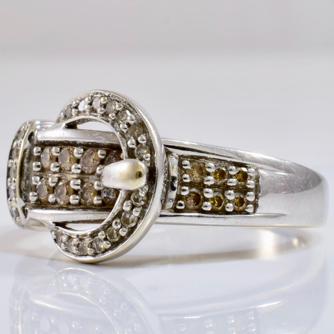 Belt Buckle Ring with Chocolate Coloured Diamonds | 0.21ctw | SZ 7.5 |