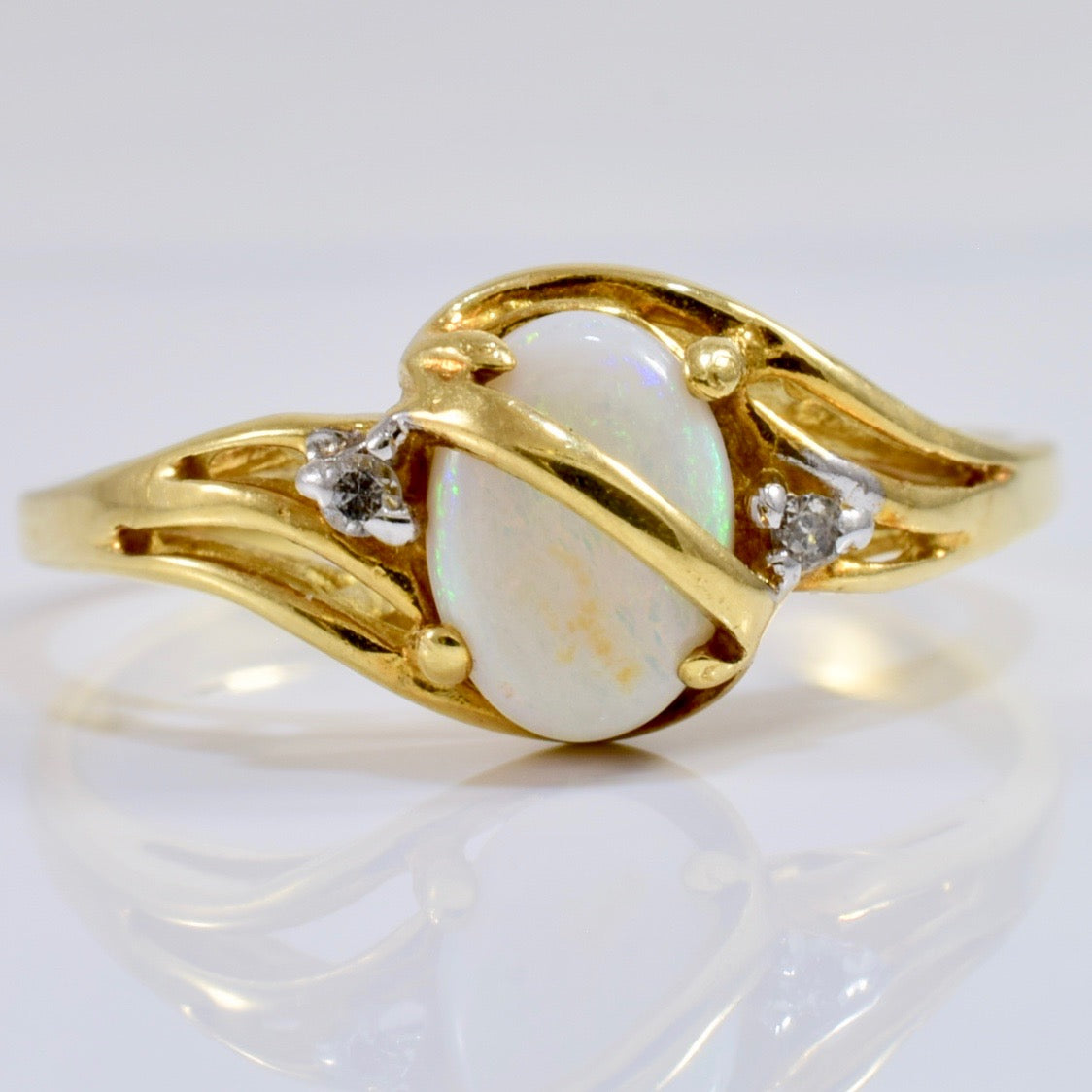 Bypass Opal and Diamond Ring | 0.02 ctw SZ 7 |
