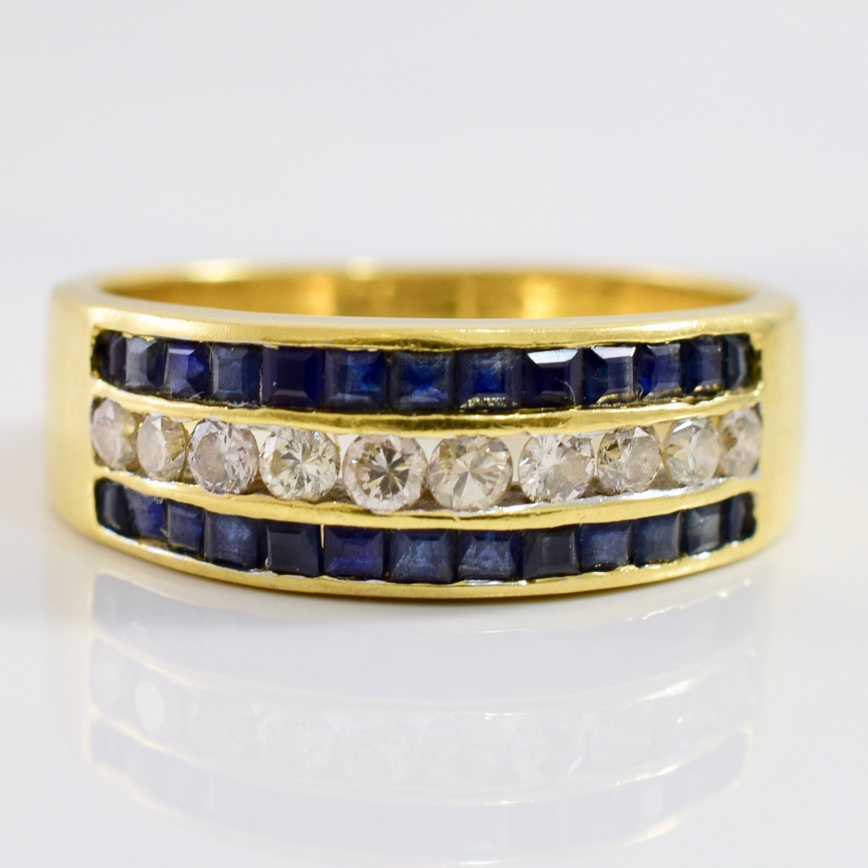 Channel Set Diamond and Sapphire Ring | 0.27 ctw SZ 6.5 |