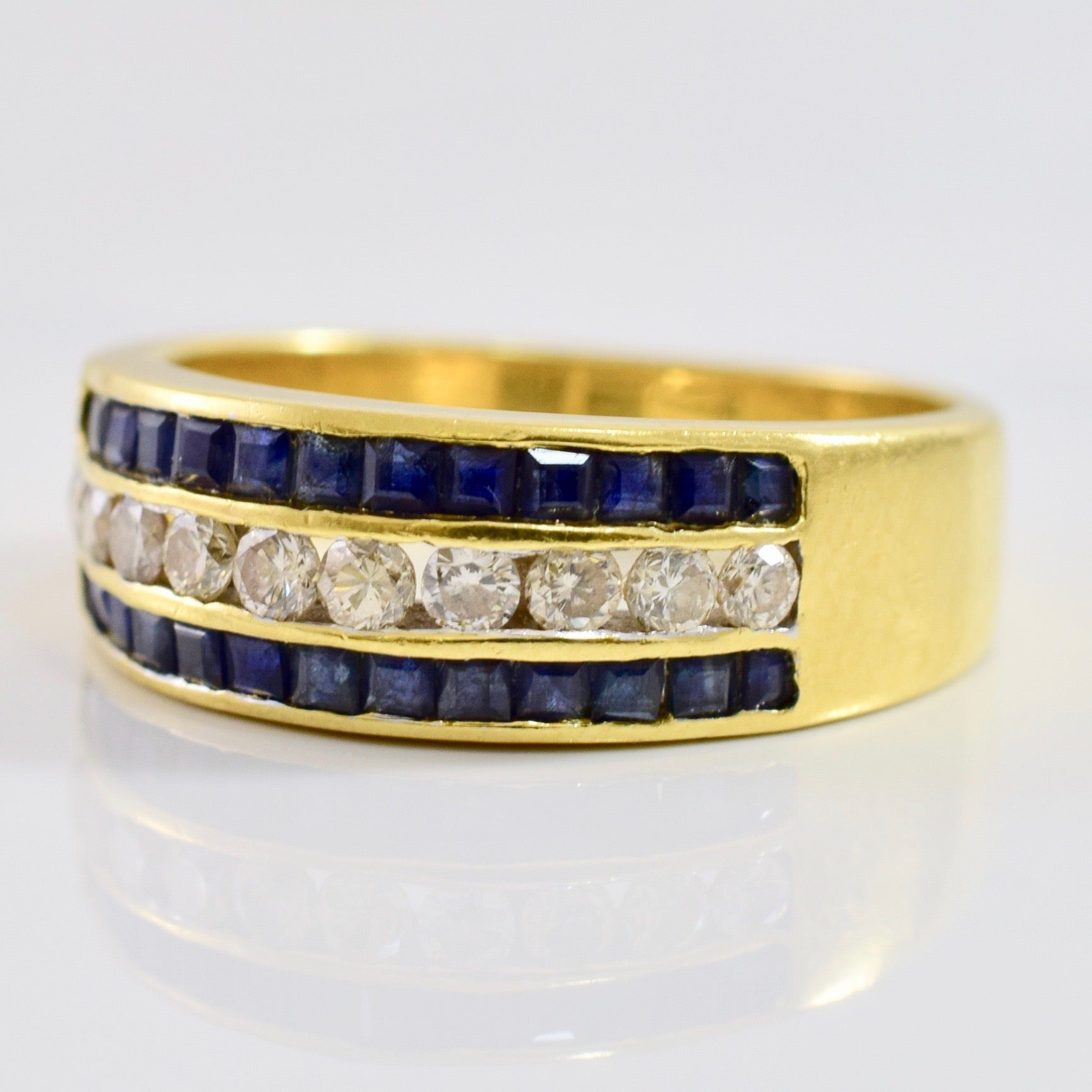 Channel Set Diamond and Sapphire Ring | 0.27 ctw SZ 6.5 |