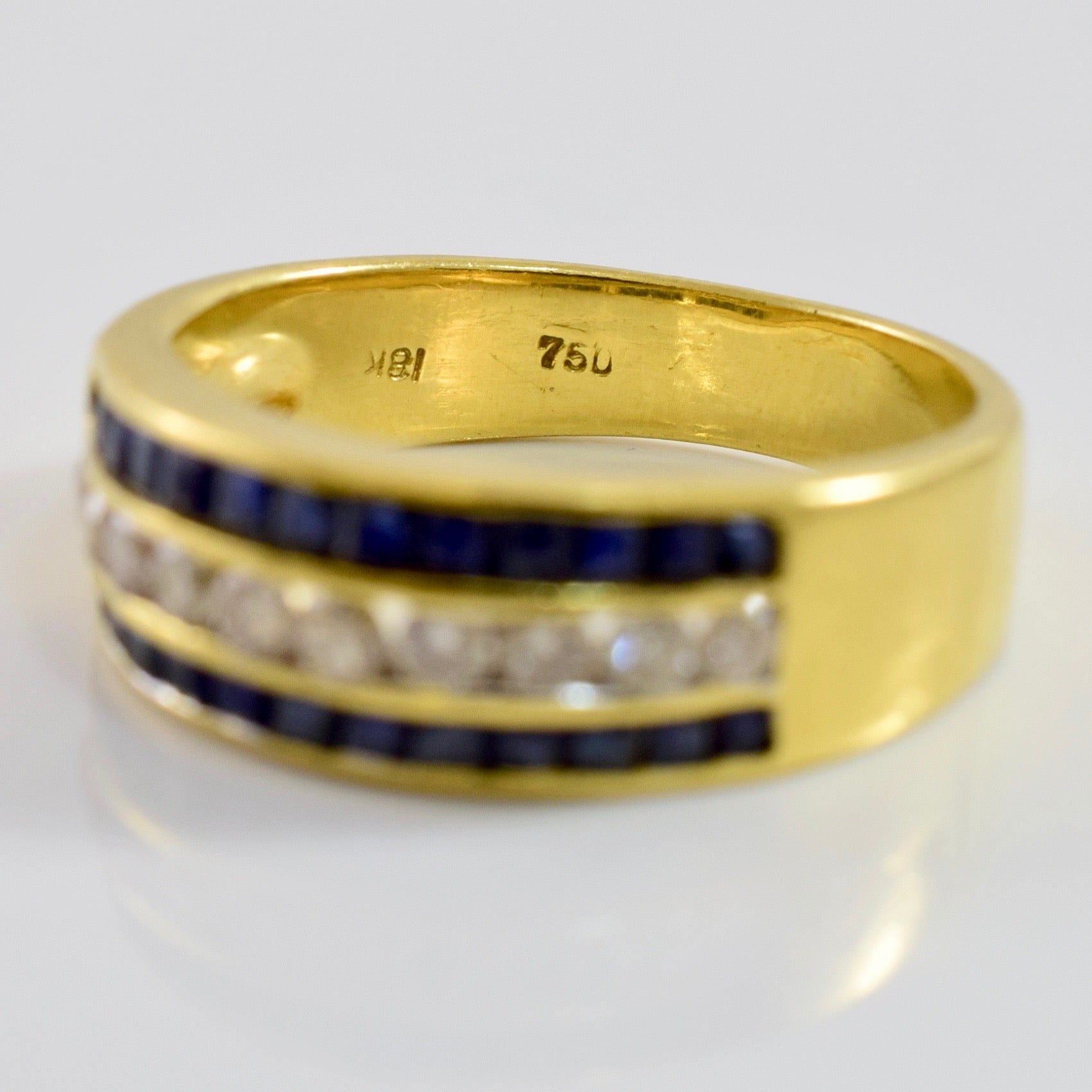 Channel Set Diamond and Sapphire Ring | 0.27 ctw SZ 6.5 |