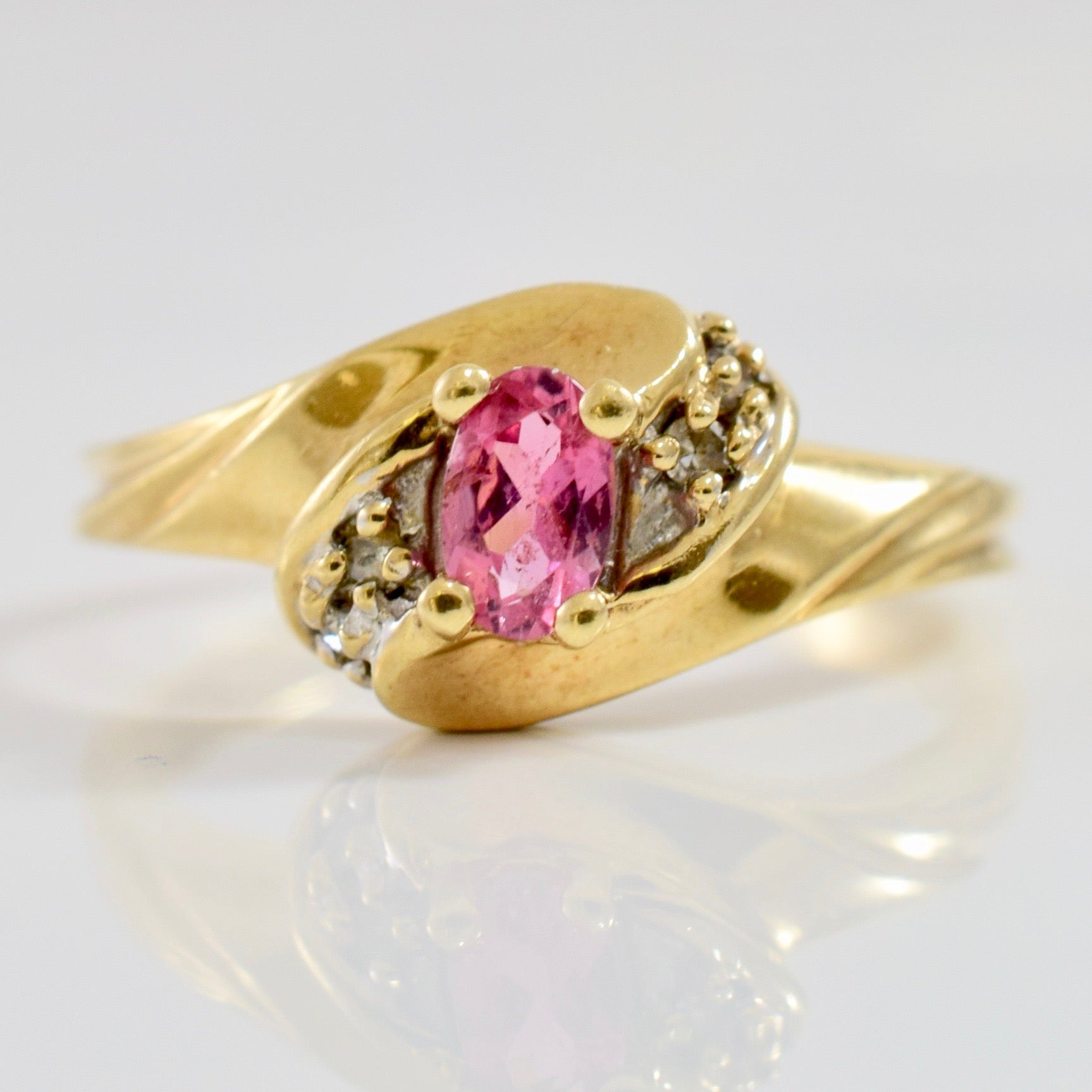 Tourmaline and Diamond Bypass Ring | 0.02 ctw SZ 6.75 |