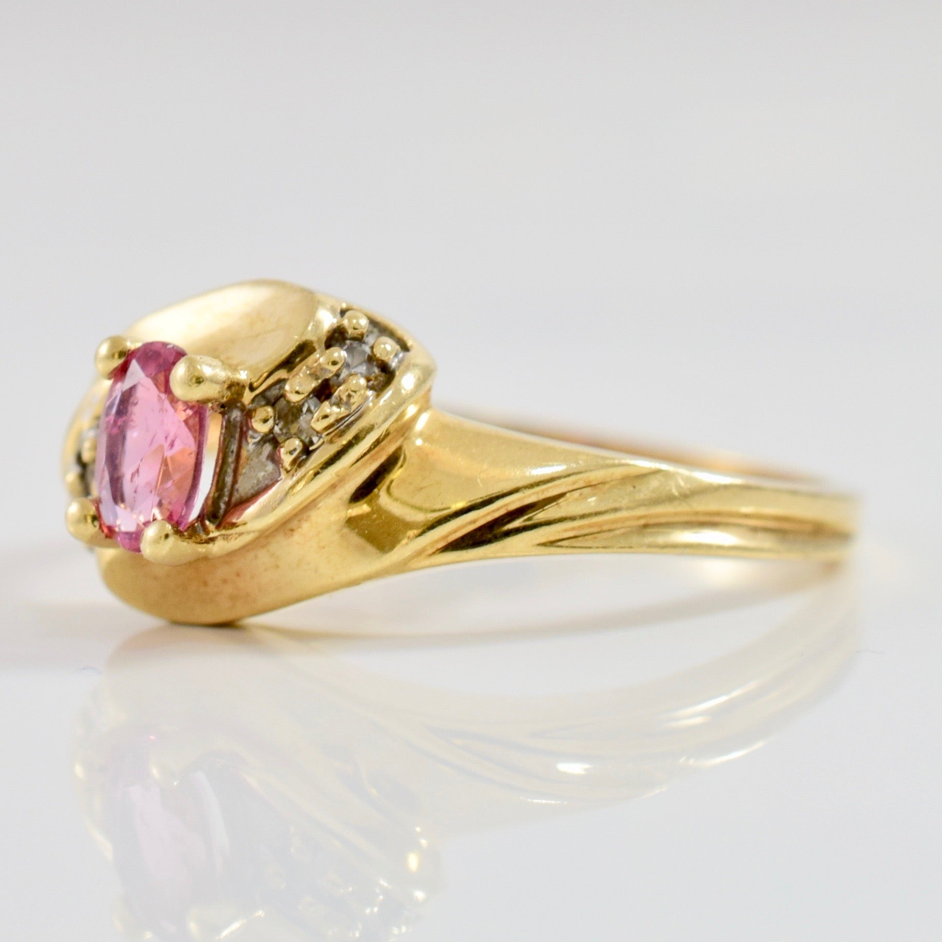 Tourmaline and Diamond Bypass Ring | 0.02 ctw SZ 6.75 |