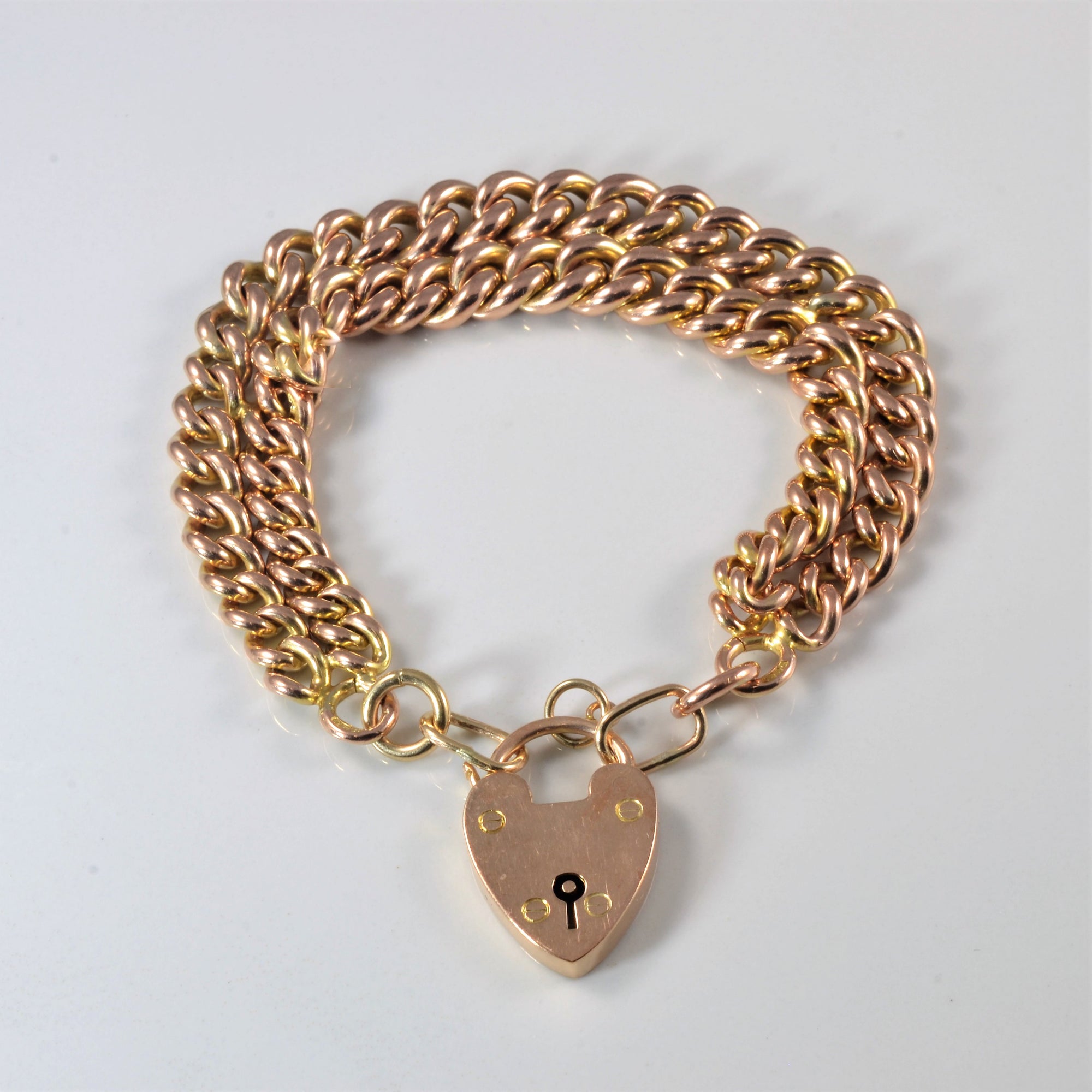 Edwardian Era Heart Lock Chain Bracelet | 8