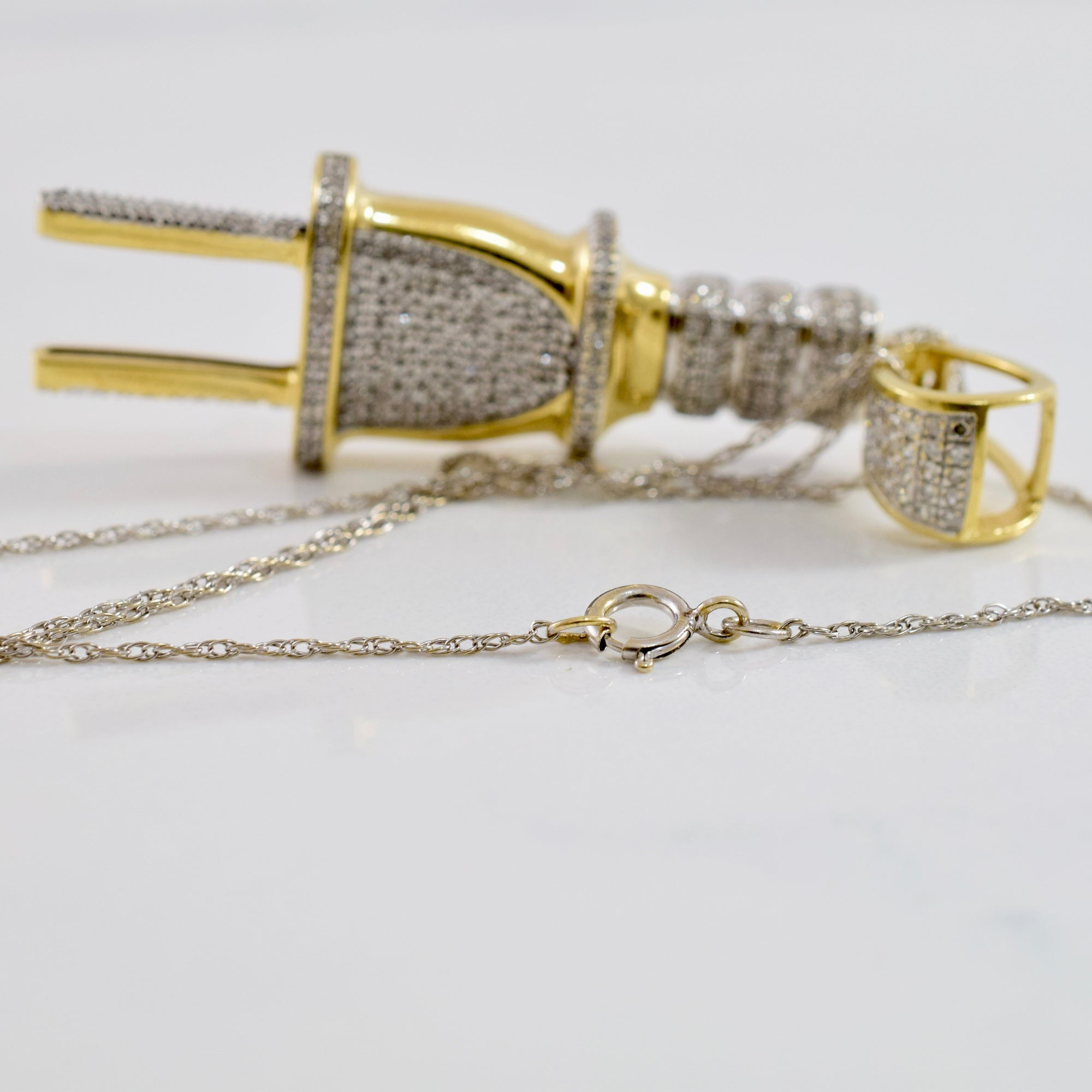 Diamond Plug Pendant and Necklace | 0.30 ctw SZ 18.5