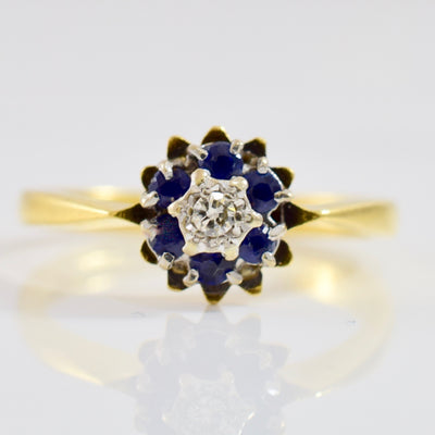 Floral Diamond and Sapphire Ring | 0.03 ctw SZ 5.75 |