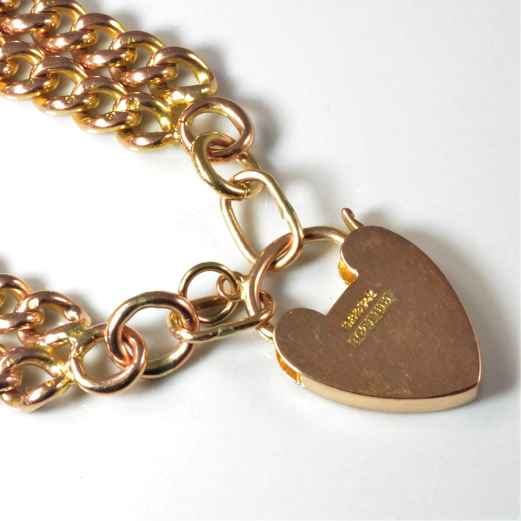 Edwardian Era Heart Lock Chain Bracelet | 8" |