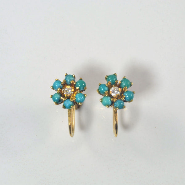 Mid Century Turquoise Clip On Earrings | 1.00ctw, 0.14ctw |