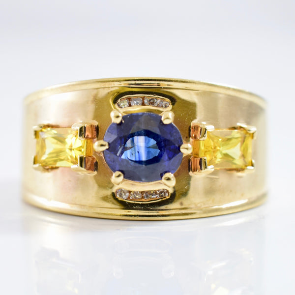 Blue and Yellow Sapphire Ring | 0.03 ctw SZ 9.5 |