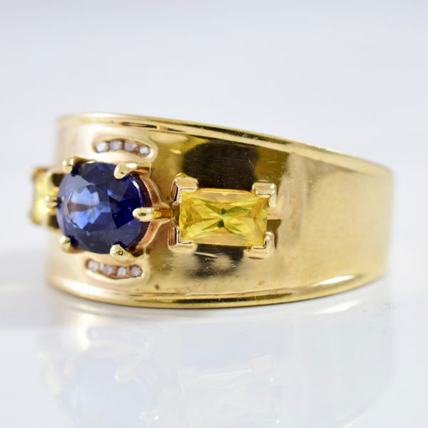 Blue and Yellow Sapphire Ring | 0.03 ctw SZ 9.5 |