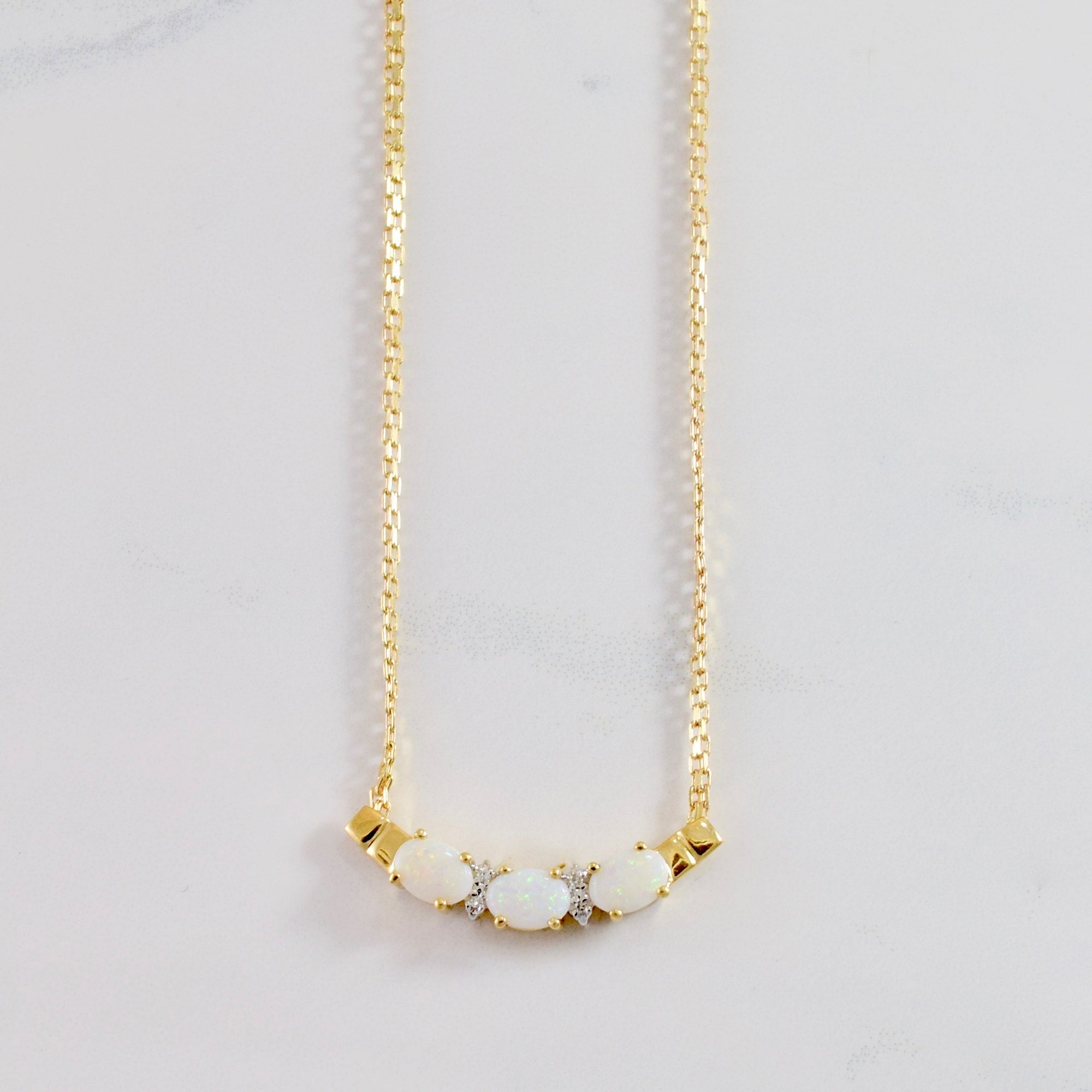 Diamond and Opal Pendant and Necklace | 0.02 ctw SZ 17