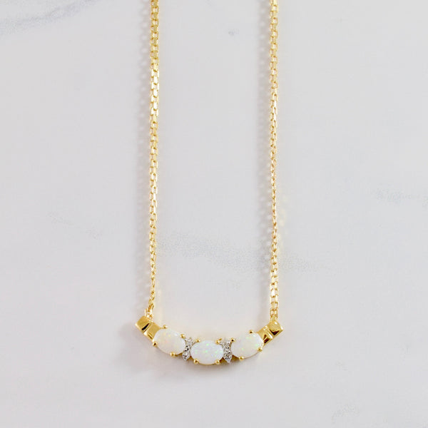 Diamond and Opal Pendant and Necklace | 0.02 ctw SZ 17