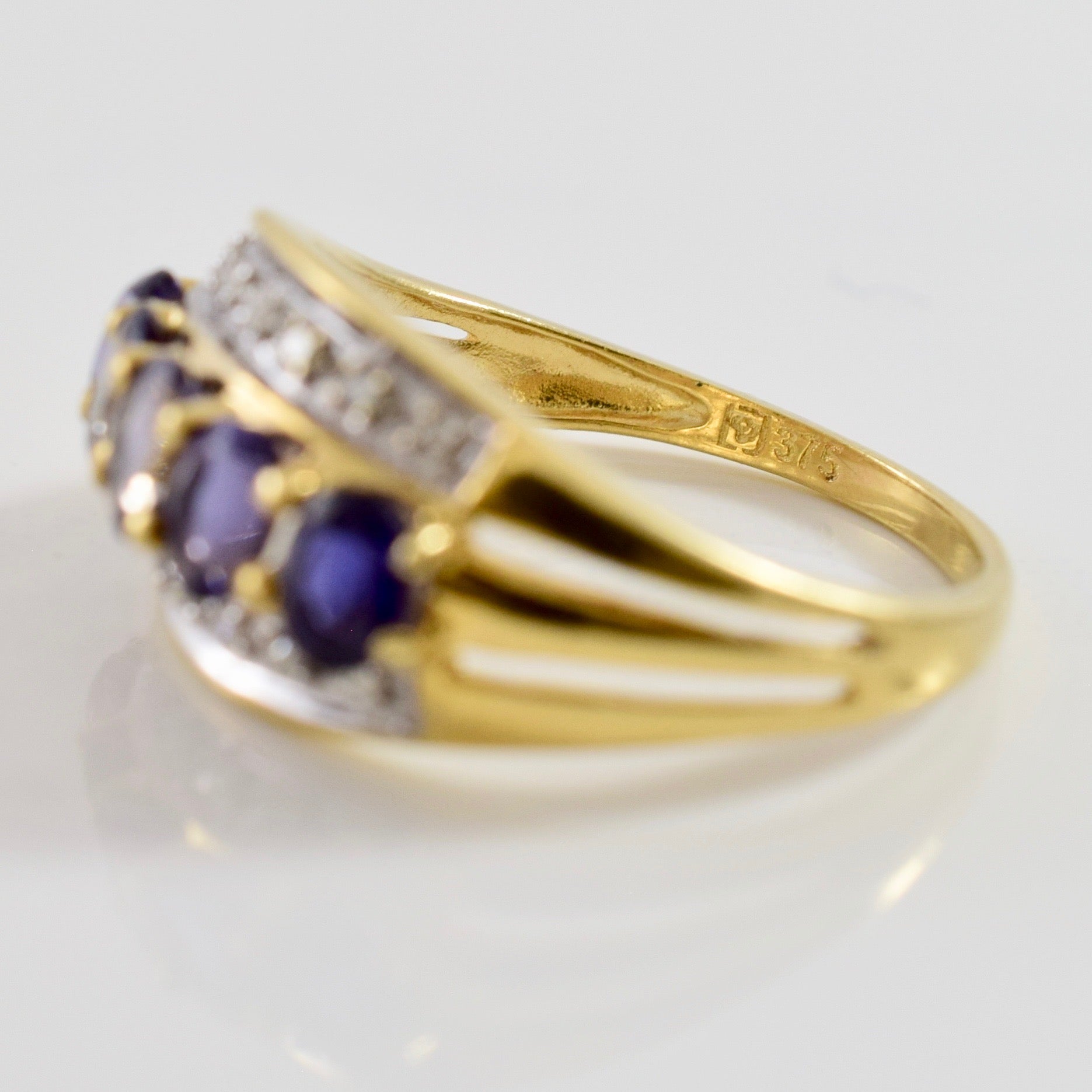 Five Stone Iolite and Diamond Ring | 0.04 ctw SZ 6 |