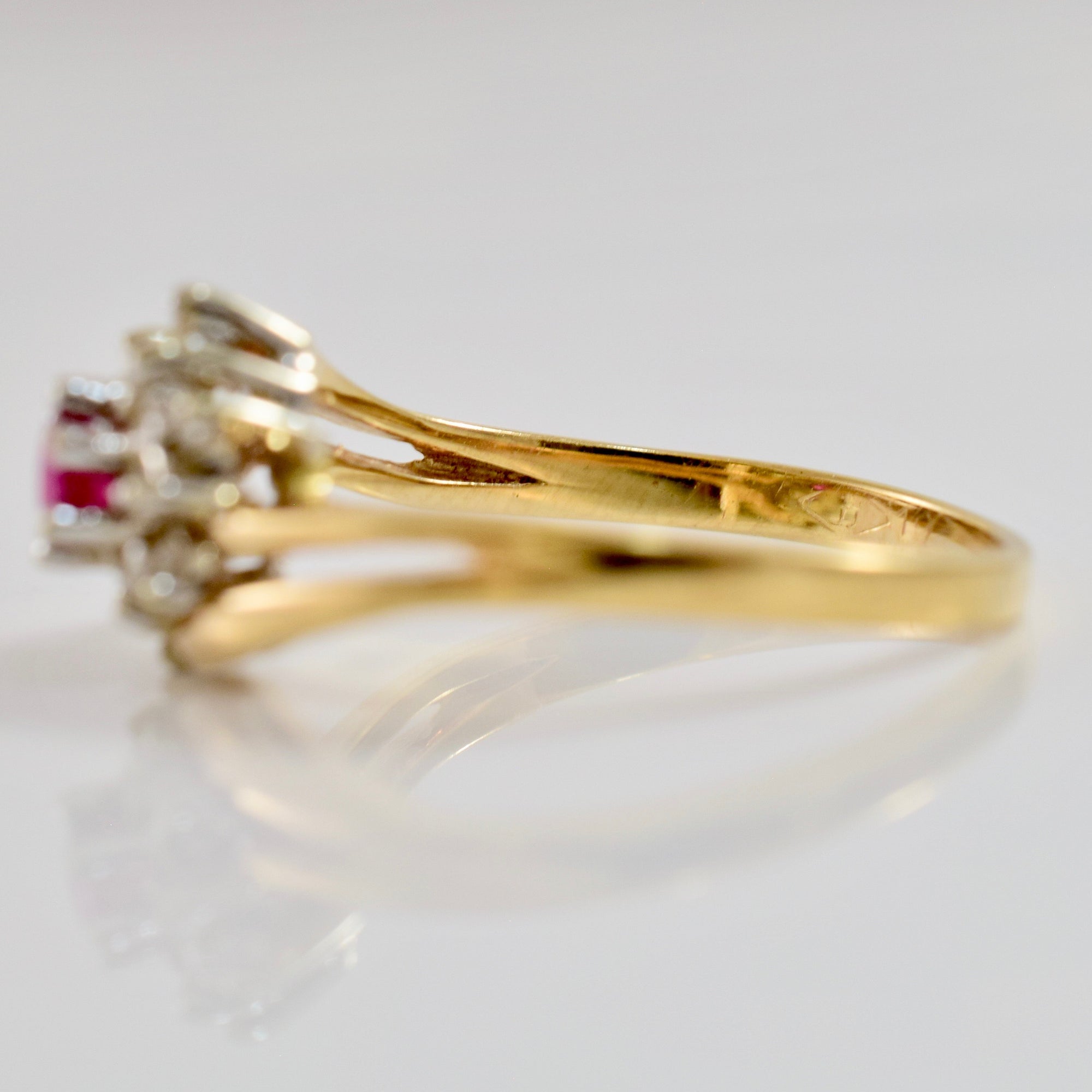 Diamond and Ruby Bypass Ring | 0.10 ctw SZ 5.5 |
