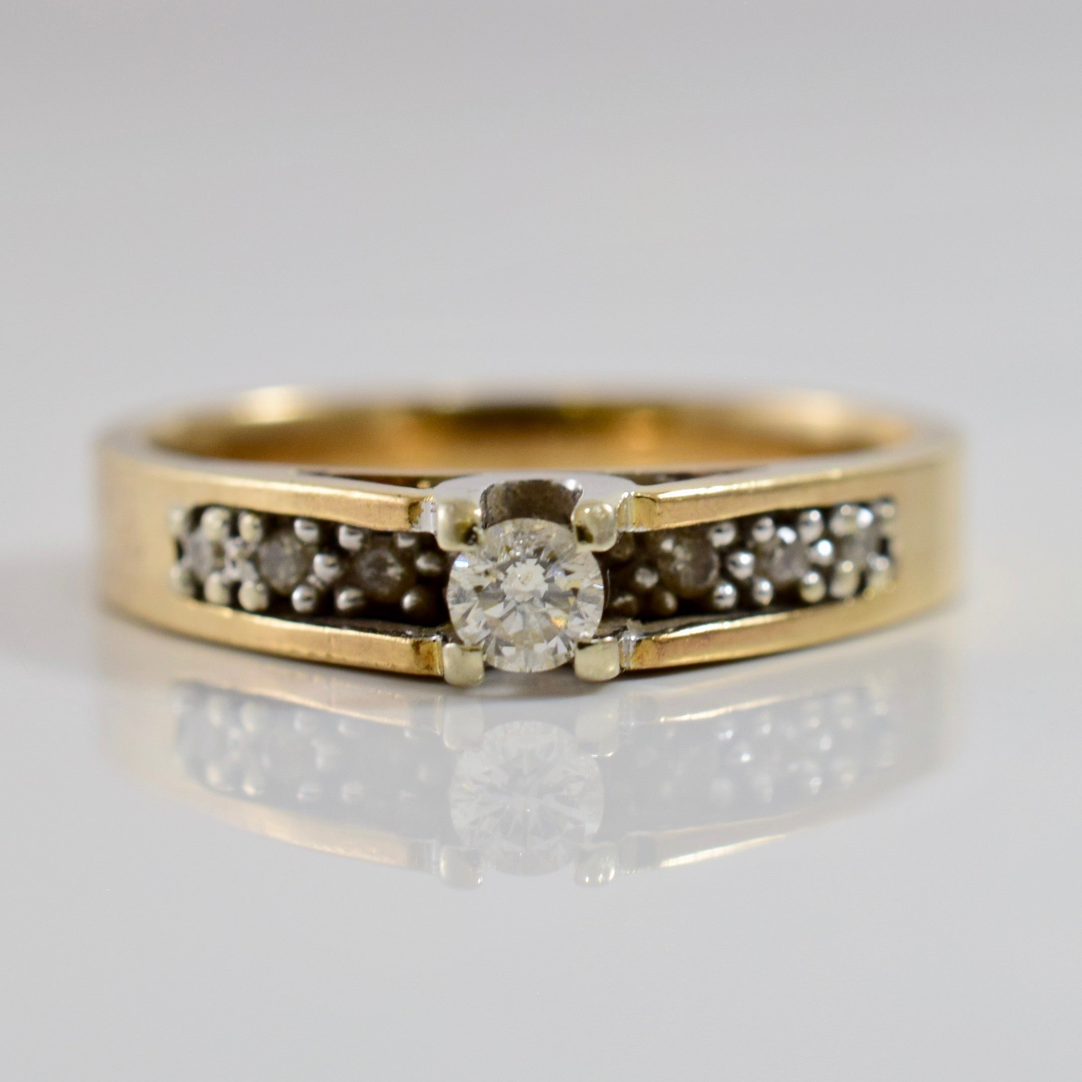 High Set Petite Diamond Ring with Diamond Accent | 0.16 ctw SZ 6.25 |