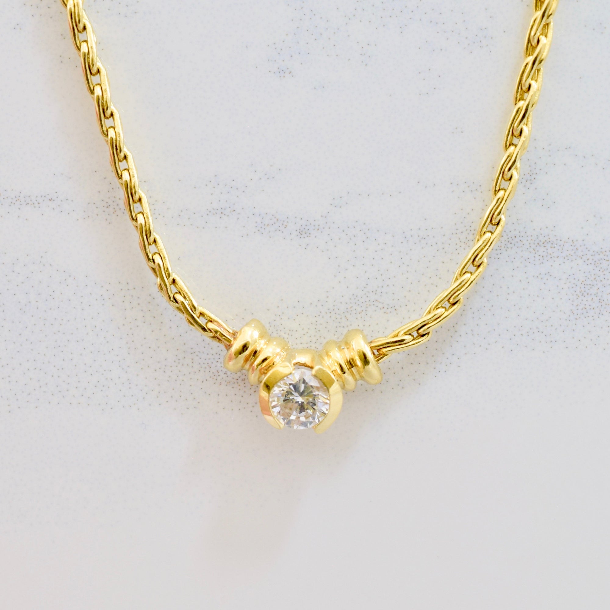 Half Bezel Set Diamond Necklace | 0.24 ct SZ 16