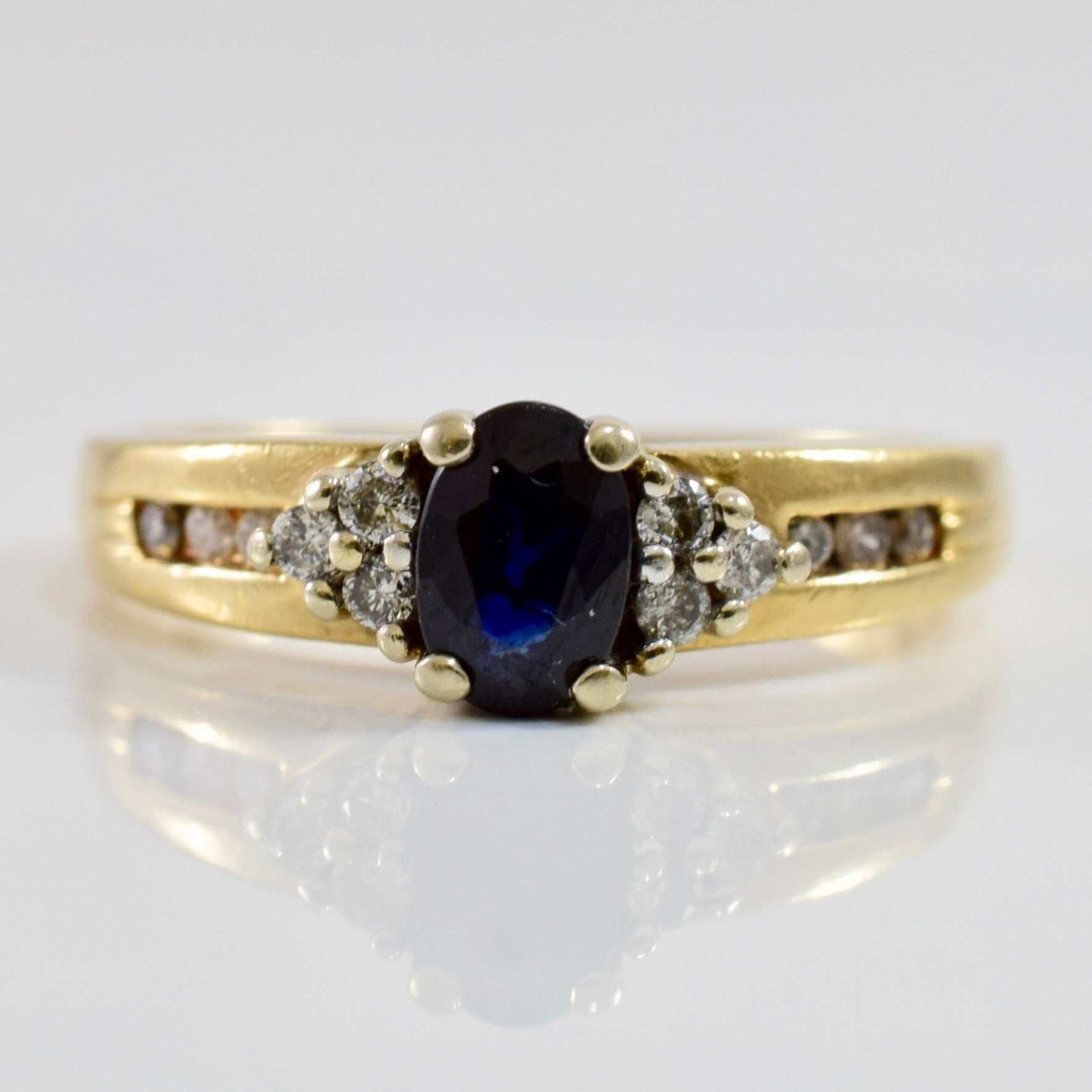Sapphire and Diamond Accent Ring | 0.12 ctw SZ 6 |