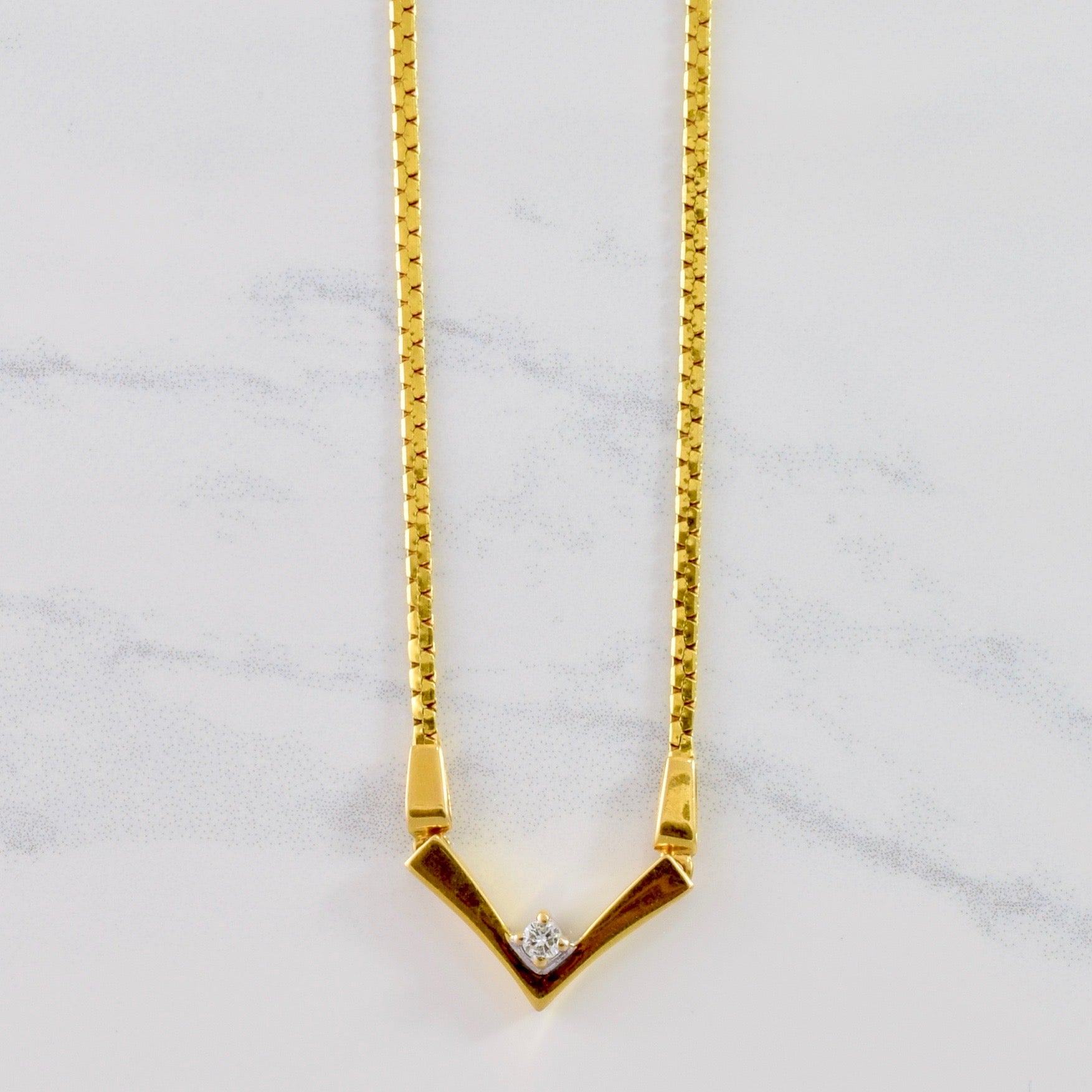 V Shaped Diamond Necklace | 0.12 ct SZ 18