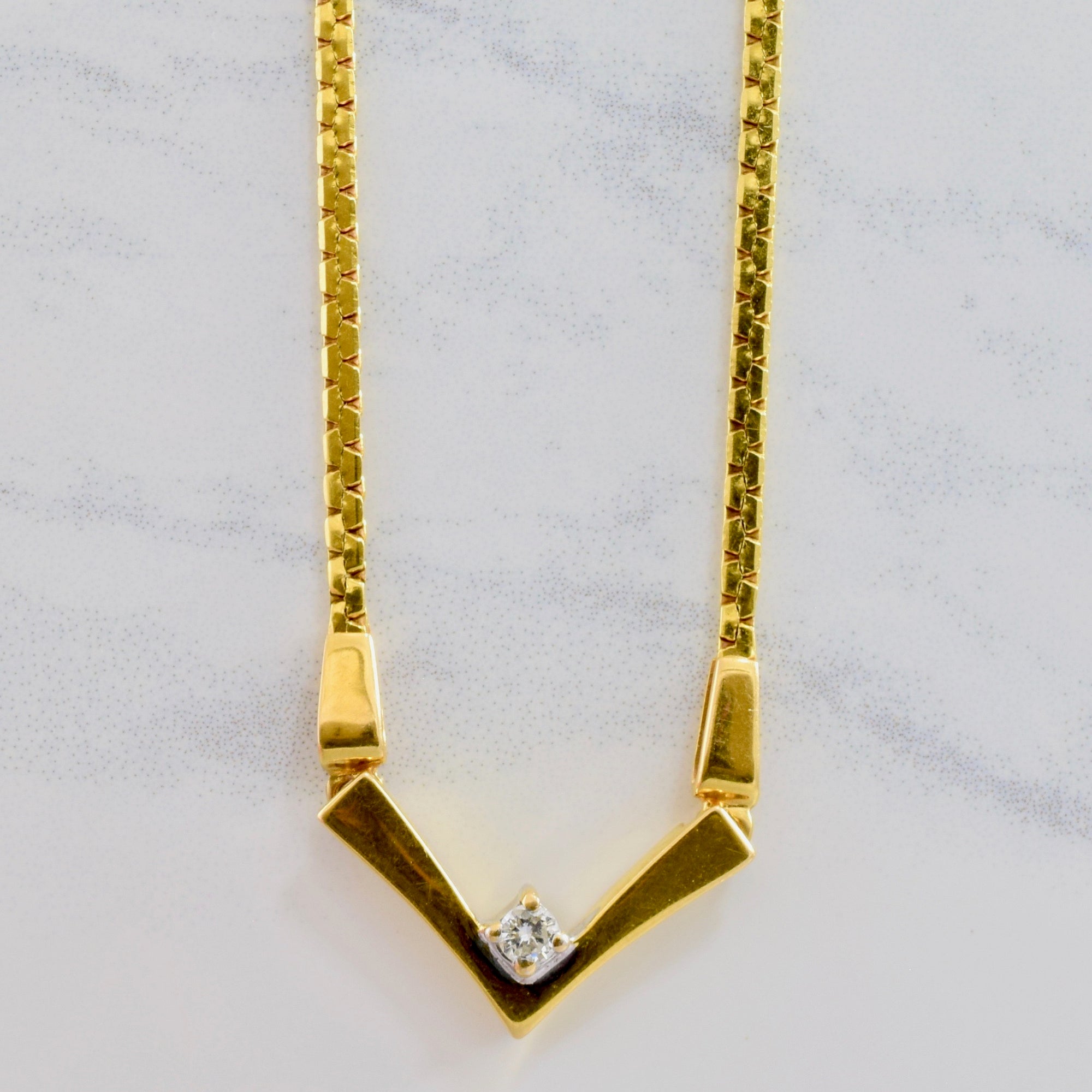 V Shaped Diamond Necklace | 0.12 ct SZ 18