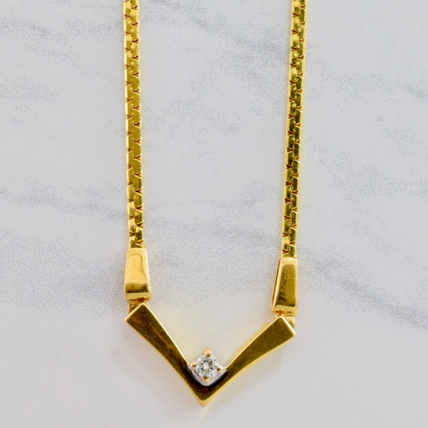 V Shaped Diamond Necklace | 0.12 ct SZ 18