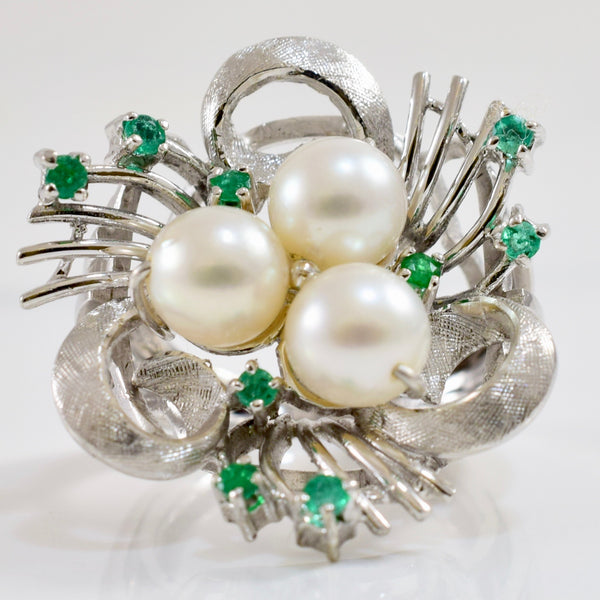 Pearl and Emerald Wreath Ring | SZ 2.75 |