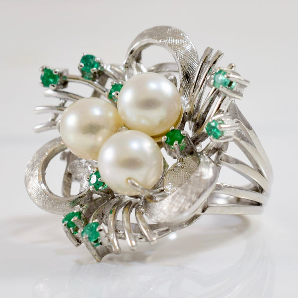 Pearl and Emerald Wreath Ring | SZ 2.75 |