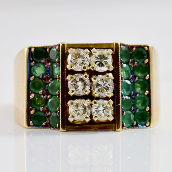 Diamond and Emerald Cluster Ring | 0.60 ctw SZ 10 |