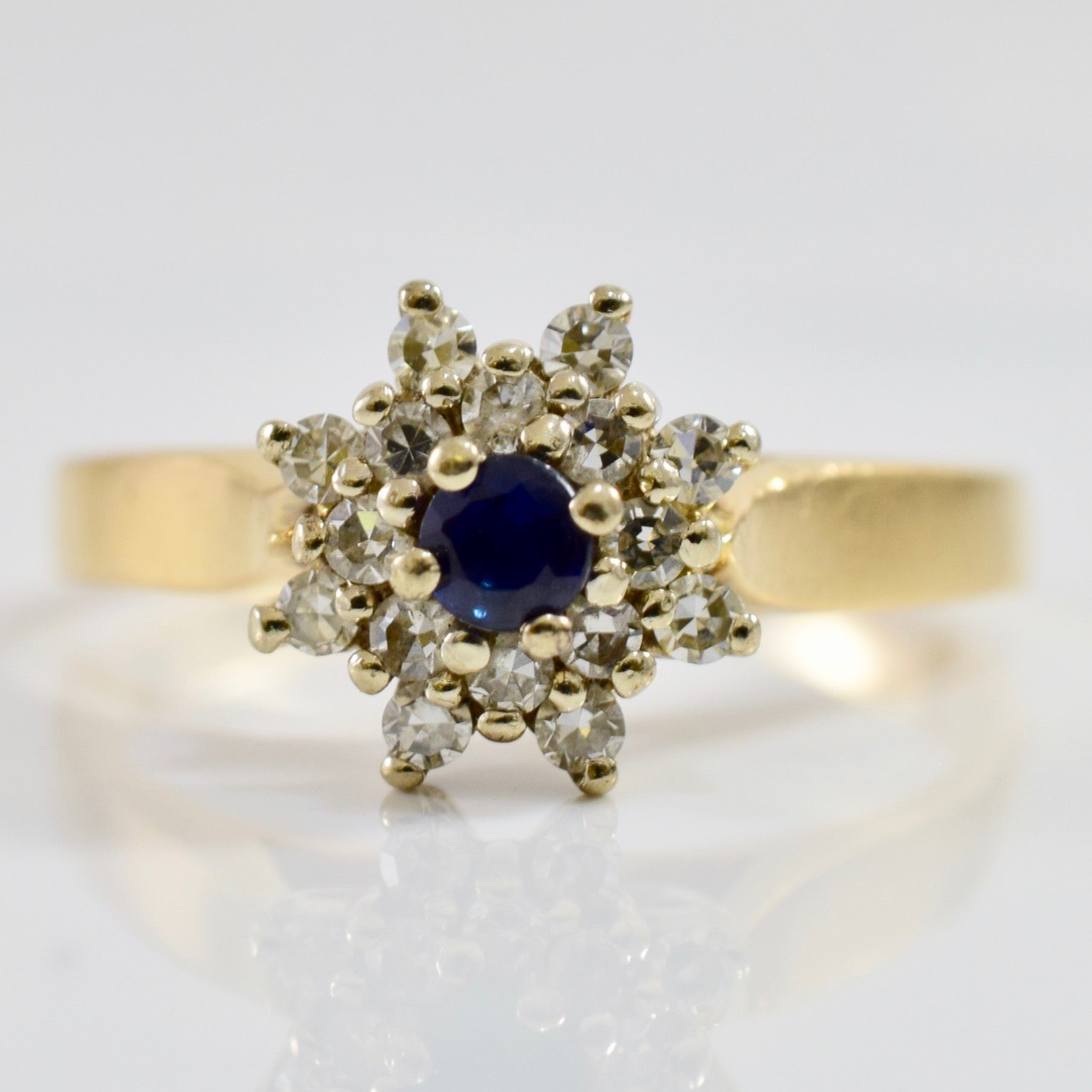 Diamond Cluster and Sapphire Ring | 0.22 ctw SZ 6.75 |