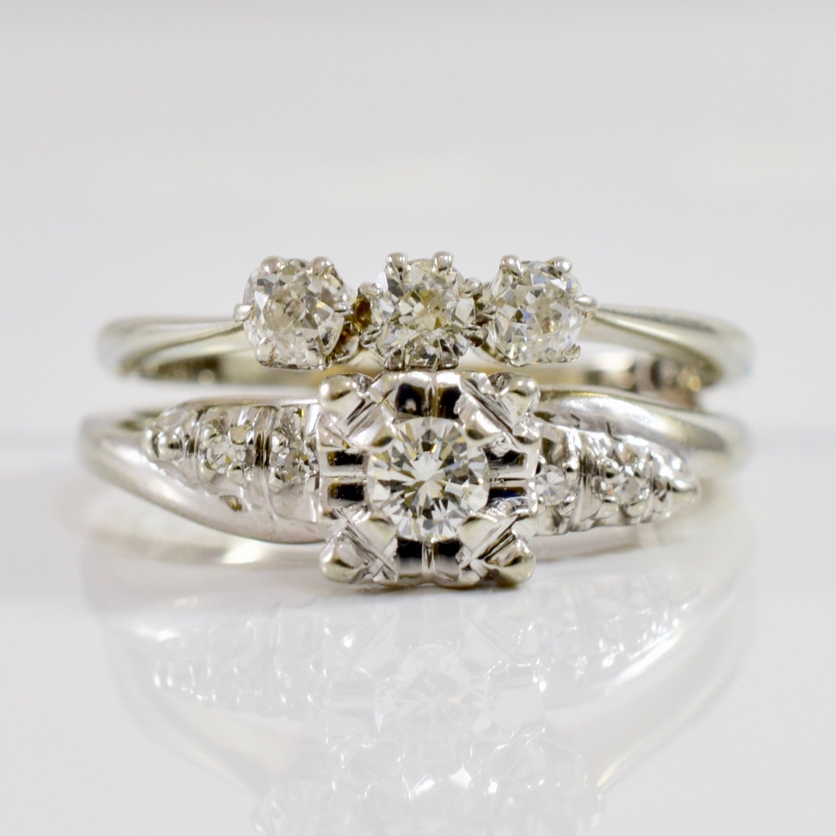 1940's Diamond Wedding Set | 0.46 ctw SZ 7 |