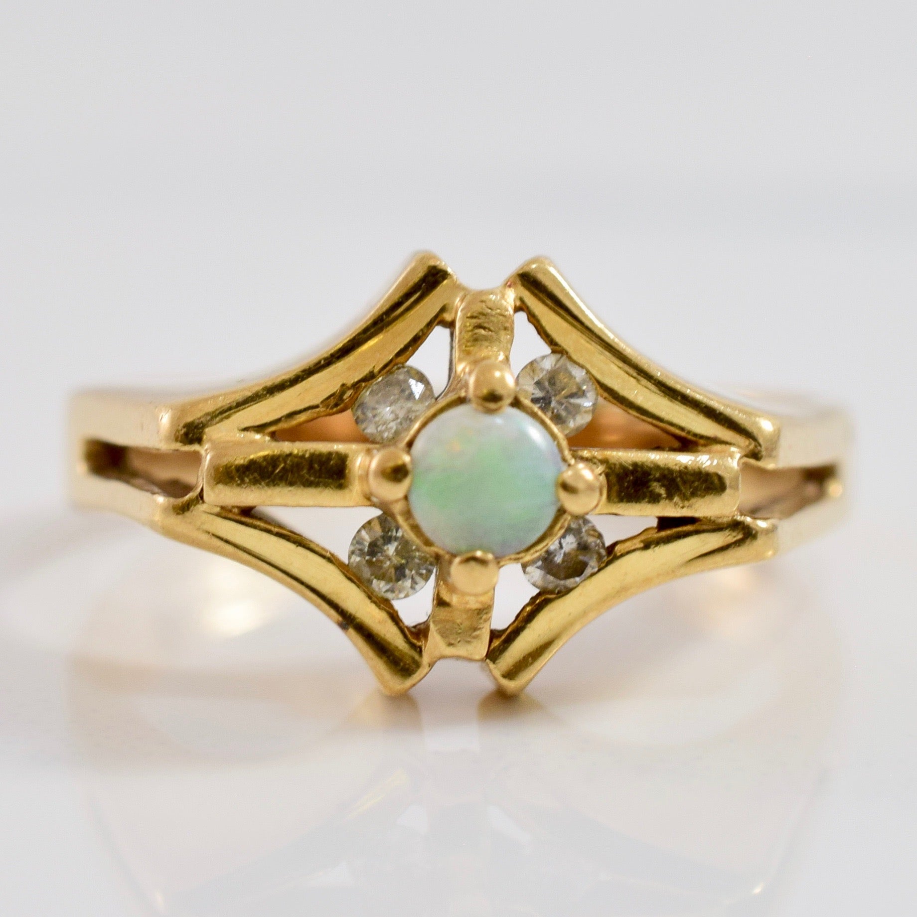 Opal and Diamond Ring | 0.08 ctw SZ 4 |