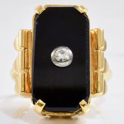 Onyx and Diamond Ring | 0.04 ct SZ 3.25 |