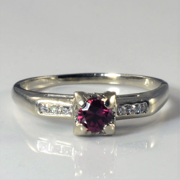 1940s Synthetic Ruby & Diamond Ring | 0.30ct, 0.06ctw | SZ 7.5 |