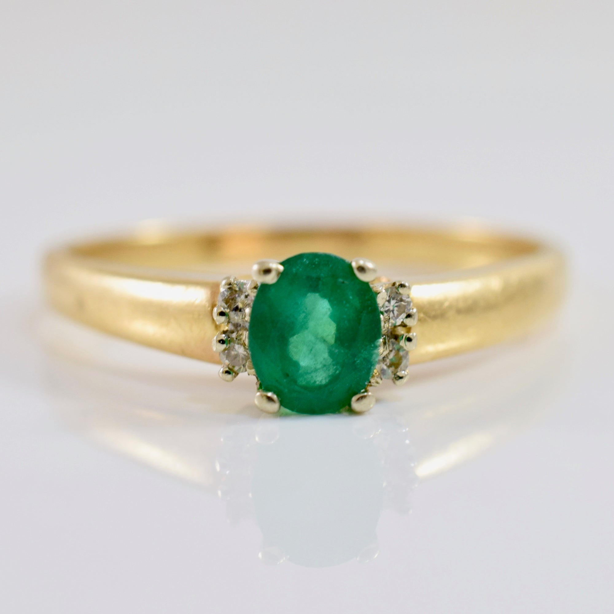Oval Emerald & Diamond Accent Ring | 0.36ct, 0.04ctw | SZ 8 |