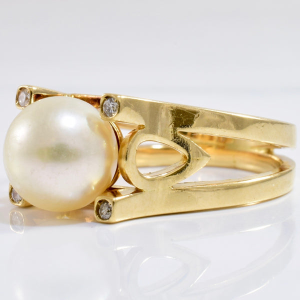 Pearl and Diamond Ring | 0.04 ctw SZ 5.5 |