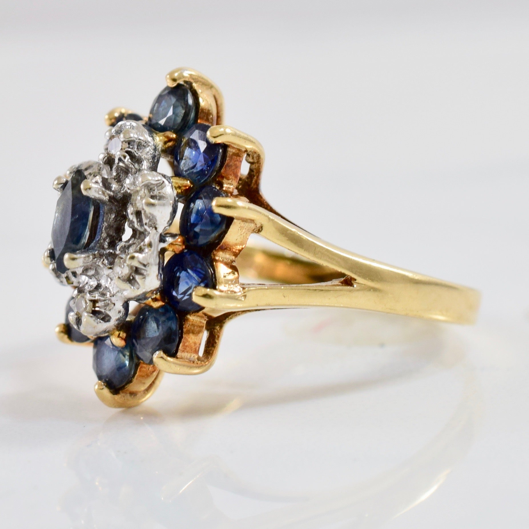 Diamond and Sapphire Cluster Ring | 0.05 ctw SZ 7.5 |