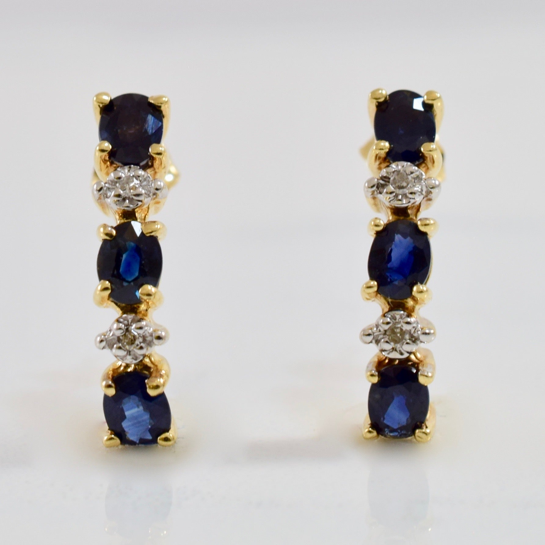 Sapphire and Diamond Drop Stud Earrings | 0.02 ctw |