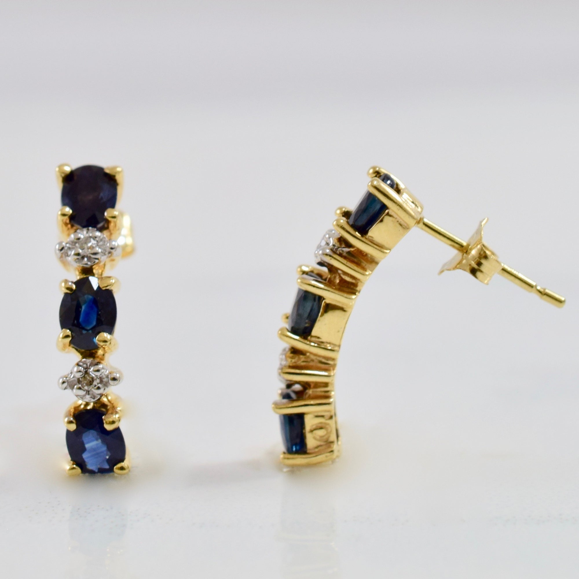 Sapphire and Diamond Drop Stud Earrings | 0.02 ctw |