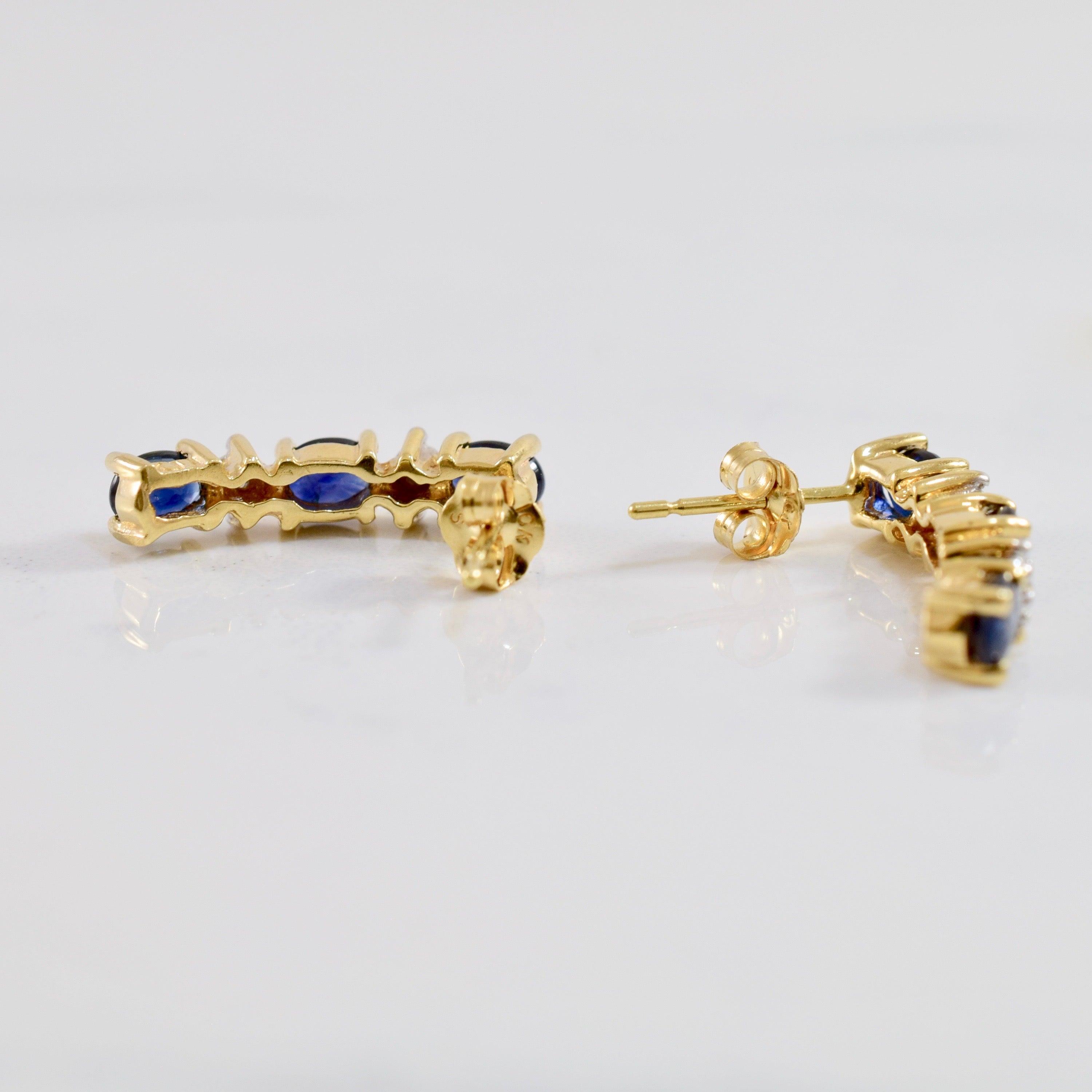 Sapphire and Diamond Drop Stud Earrings | 0.02 ctw |