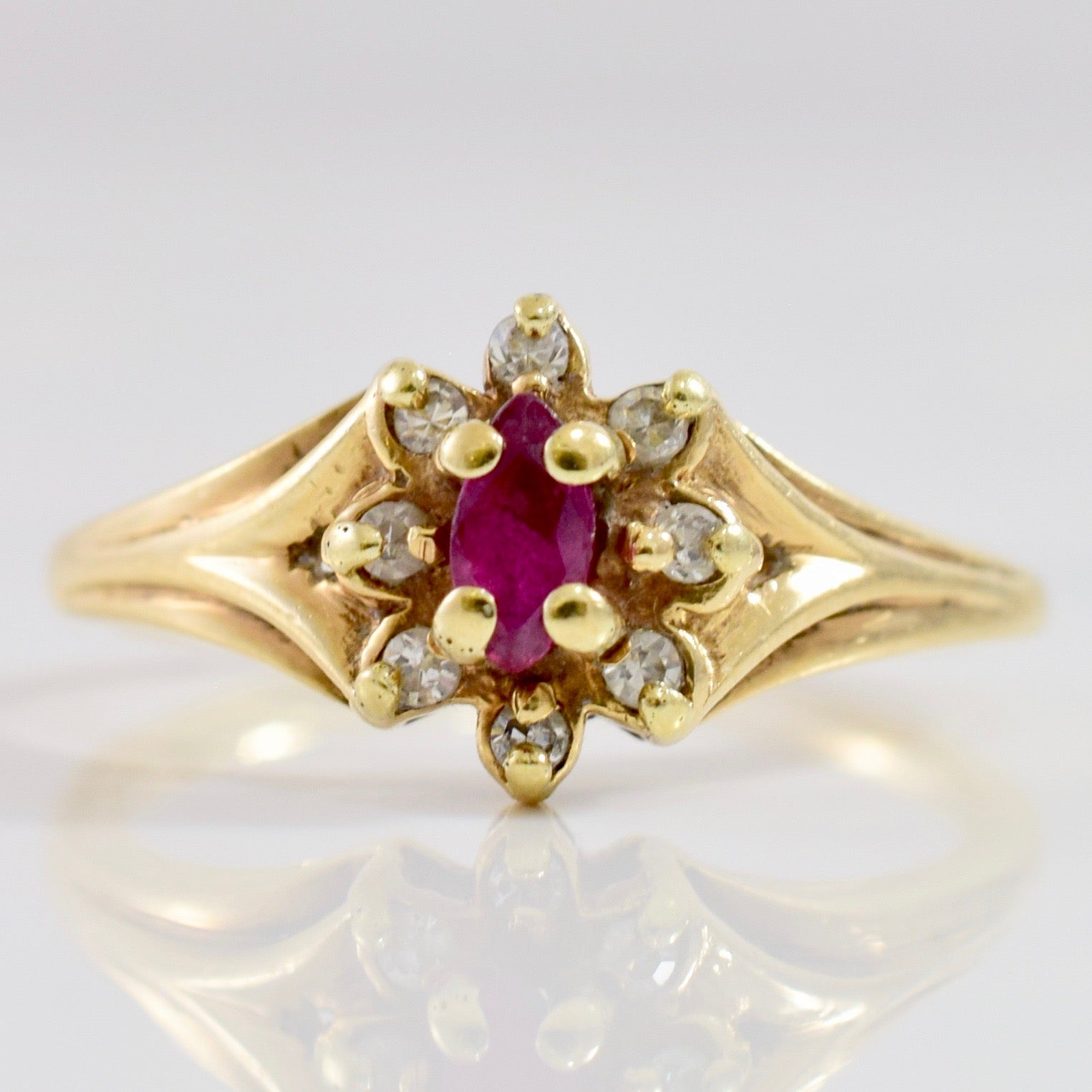 Ruby & Diamond Cluster Ring | 0.08 ctw SZ 6 |